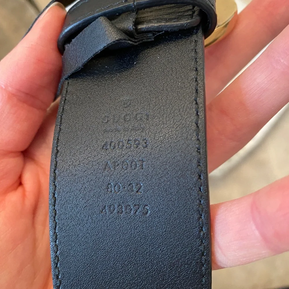 Authentic GUCCI Wide leather belt with Double G